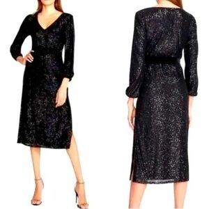 Betsey Johnson Black Sequin Shimmer Time Evening Cocktail Statement Glam Dress